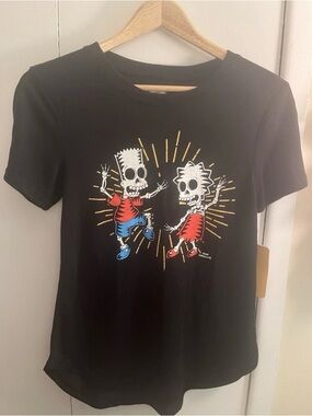 The Simpsons Graphic Tee Womens Size Medium T-shirt Dead Skeleton Bart Simpson